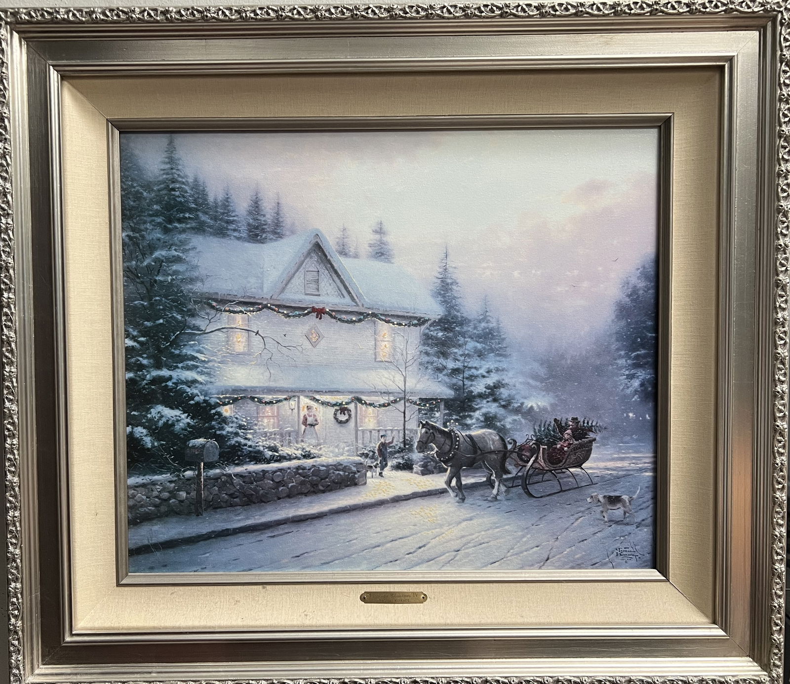 THOMAS KINKADE "Bring Home the Christmas Tree" Framed Giclee , Signed & Numbered w COA (1 of 4)