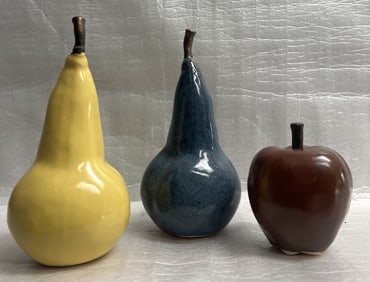 3 Piece Ceramin Fruit Set Signed by it Maker