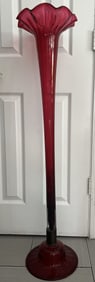 A Tall Victorian Cranberry Glass Epergne