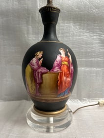 Victorian Greek Revival Porcelain Lamp Likly Dating to Mid 19th C