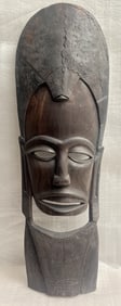 Hand Carved African Tribal Mask Made of Dark Wood