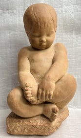 Vintage MPI Terracotta BBW Museum Baby Boy Sculpture Signed