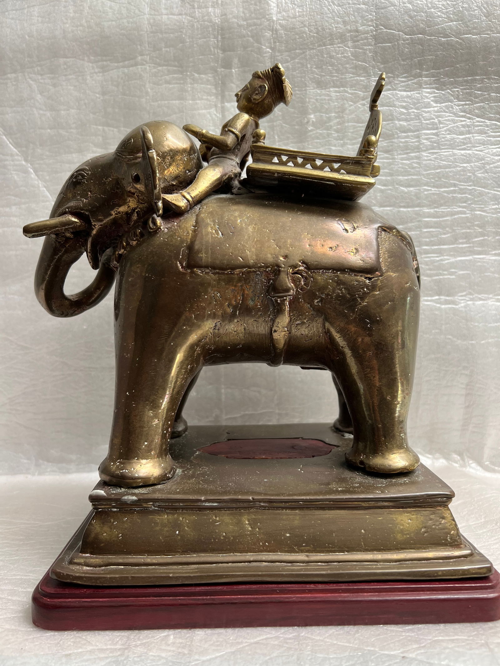 Large Vintage Brass Statue Depicting Lord Indra Seated on a Elephant (1 of 3)