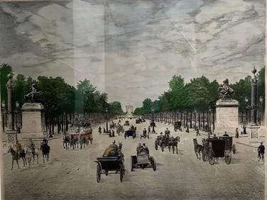 VIEW OF THE CHAMPS-ELYSEES FROM THE PLACE DE L'ETOILE 1808 SIGNED BY THE ARTIST