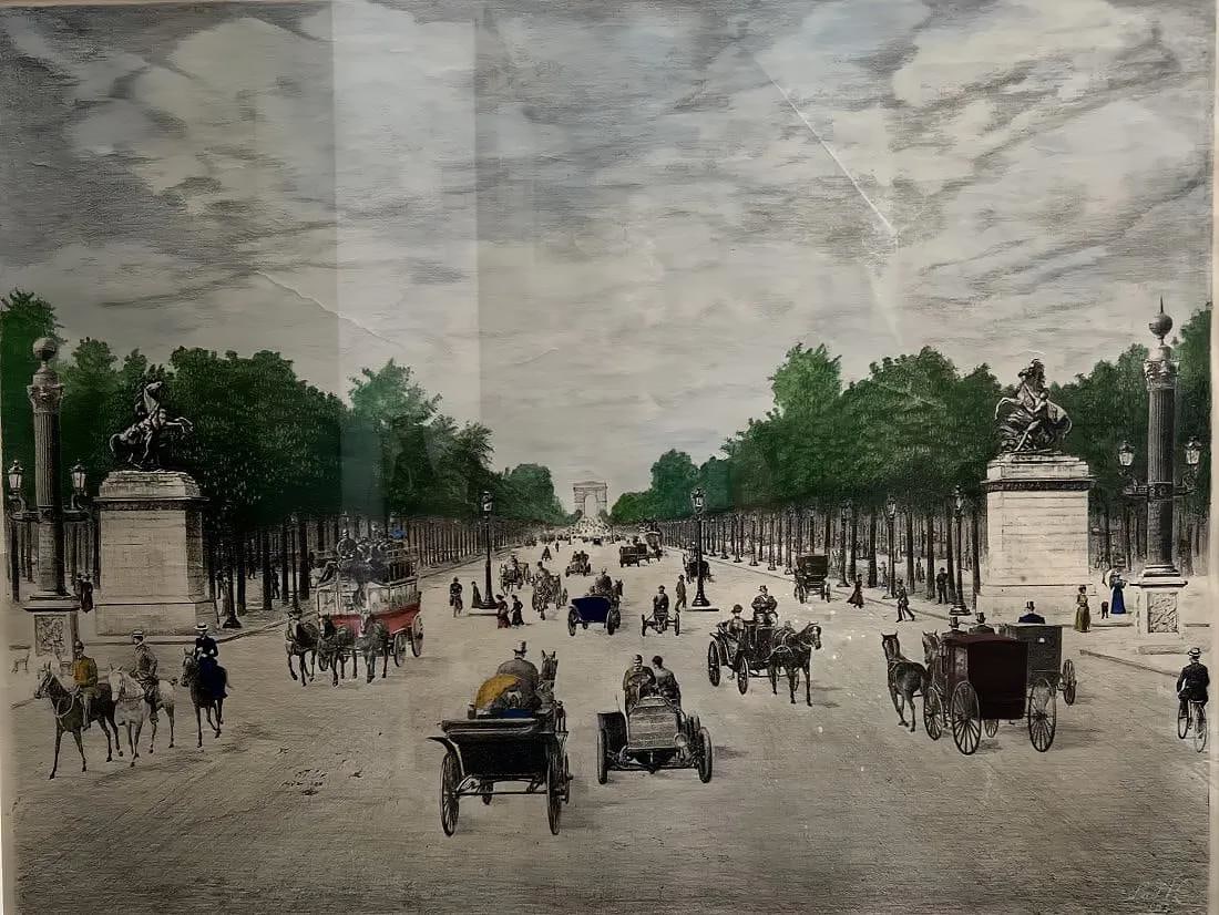 VIEW OF THE CHAMPS-ELYSEES FROM THE PLACE DE L'ETOILE 1808 SIGNED BY THE ARTIST (1 of 3)