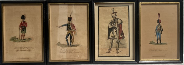 Four Hand Colorred Antique Military Prints