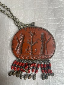Antique Asian Canelion Intaglio Necklass