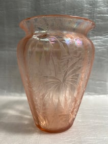 Fostoria Palm Leaf Pink Vase