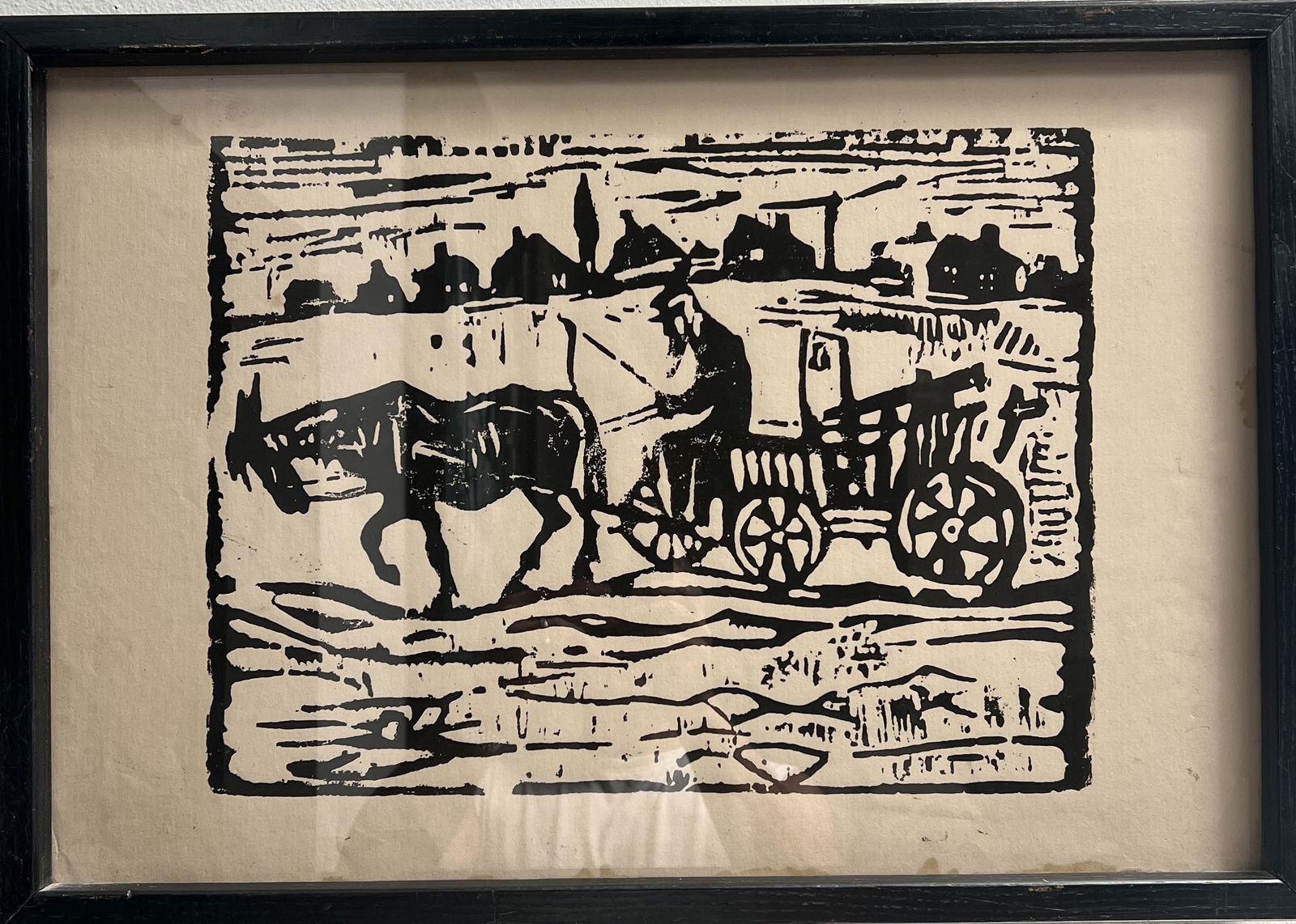 Manuel de la Cruz Gonzalez " El Ultimo Coche" Framed Woodblock Print (1 of 2)