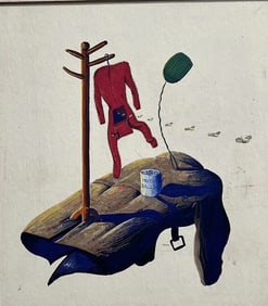 H. Phares "Battle of the Moths" oil on Paper