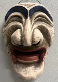 ASIAN CLAY/CERAMIC WALL MASK SIGNED BY THE ARTIST