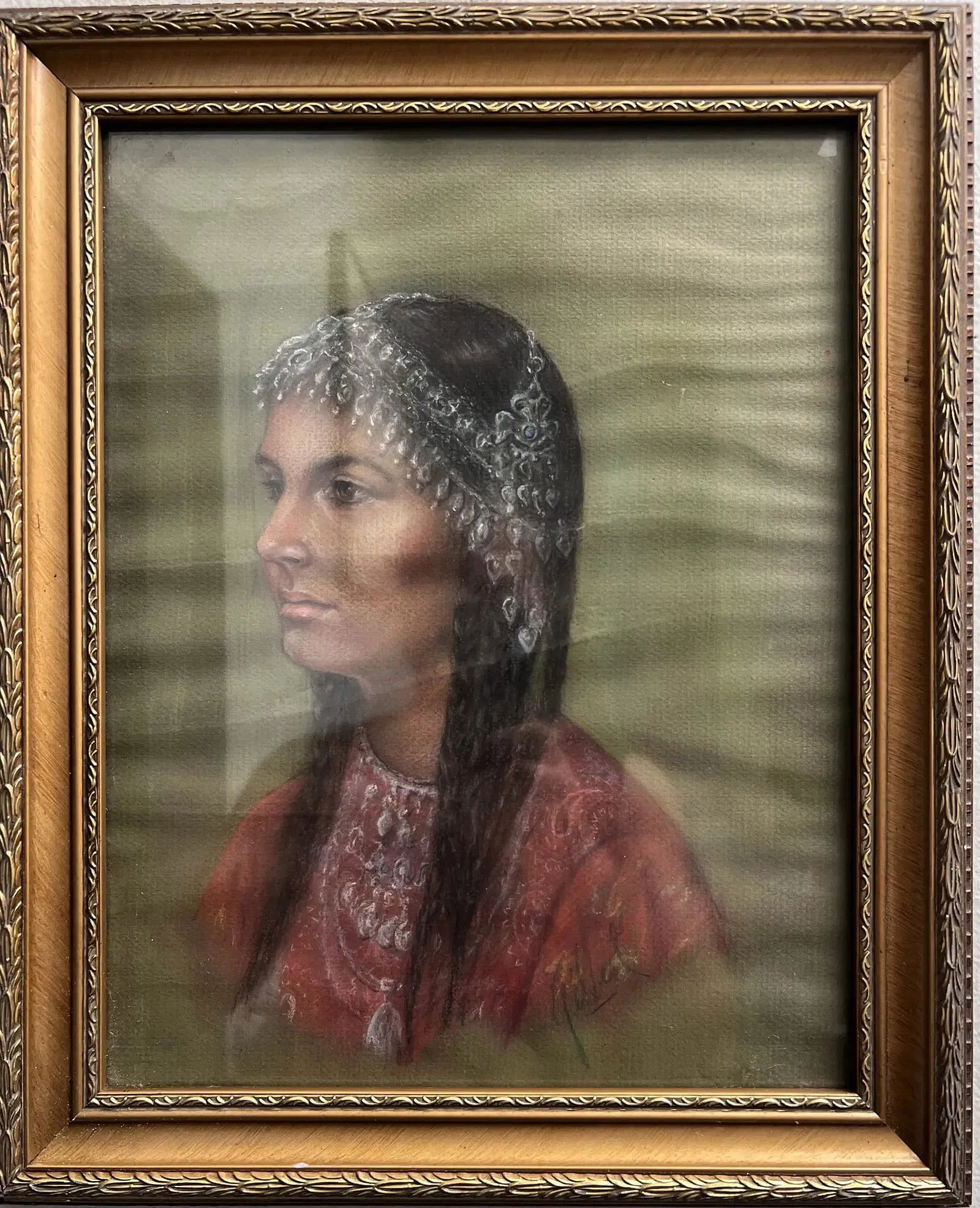 Artist Gillart Possible Pastel on Paper Signed by the artist lower rt: This beautiful drawing by Gillart is a possible pastel on paper piece signed by the artist lower right. The still life subject is exquisitely depicted with intricate details, and the use of medium siz