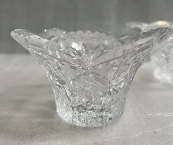 Collection of THREE Cut Crystal Trinket/Nut/Candy Dish, with Makers Stamp