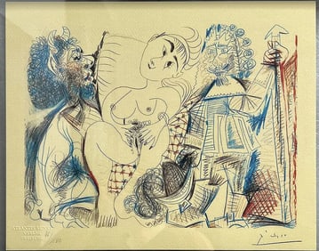 Pablo Picasso "The Faun and the Musketeer" Signed Color Lithograph W COA