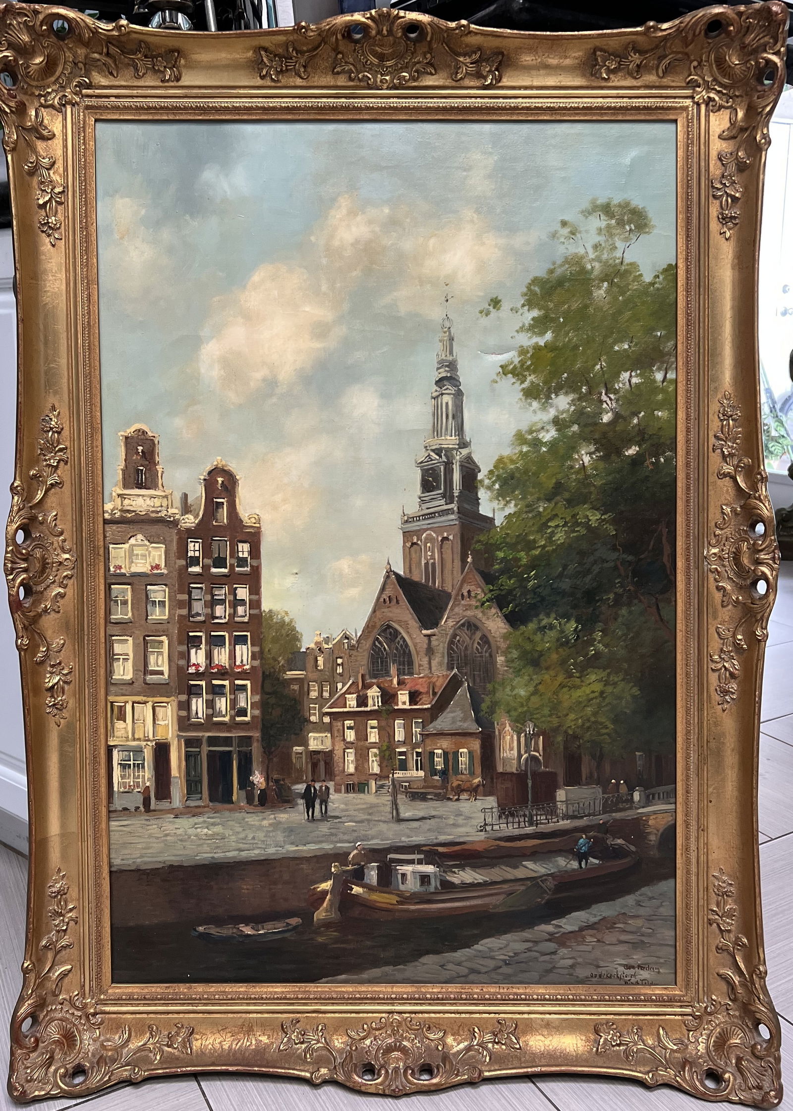 Oene Romkes de Jongh (1812-1896) attributed to , Large European City Oil on Canvas Signed lower Rt (1 of 5)