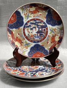 Set of 3 Vintage Japanese Imari Ware Porcelain Plates