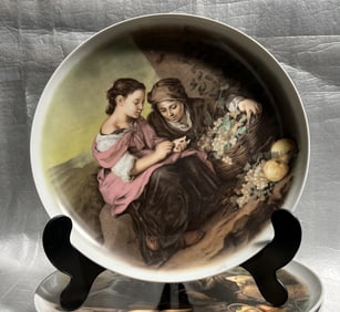4 decorative porcelain collector plates, each featuring a painting by the Spanish artist