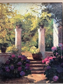 Poch Romeu "Jardi Interior Claustre" Framed Matted Giclee