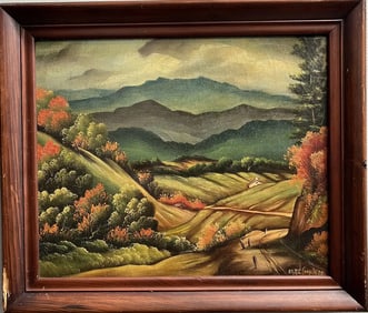 Vintage Oil on Canvas Rural Country , Signed by the Artist lower Rt