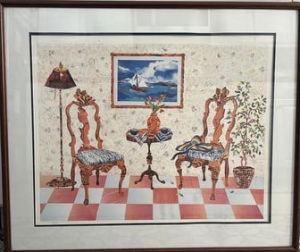 RED AND WHITE VINTAGE MIAMI APARTMENT SUSAN JOHNSON HAND SIGNED AND NUMBERED