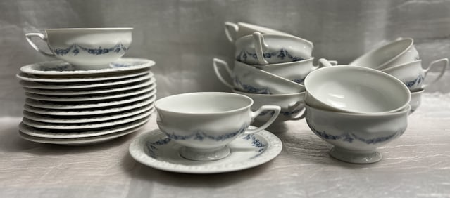 Set of 12 Cup and Saucers Vintage Rosenthal Maria Porcelain Circa 1960s