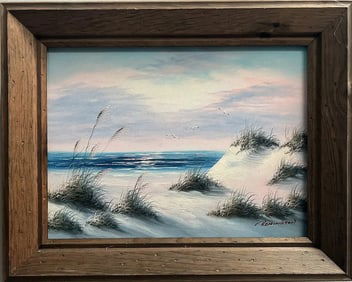 Stunning Dunes on the Beach by the Artist Remington Oil on Canvas Signed