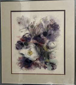 ORIGINAL LILAC FLOWERS WATER COLOR SIGNED BY THE ARTIST