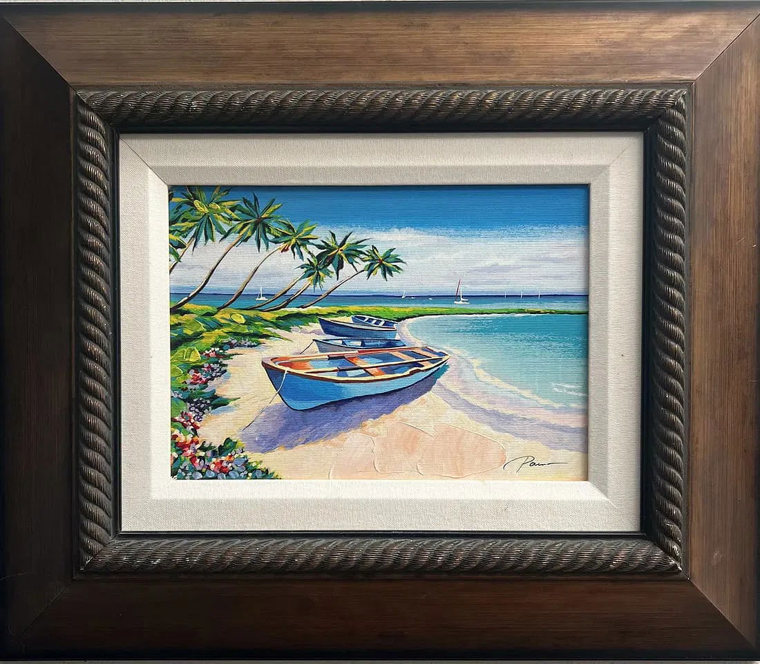 Alex Pauker (Born 1974 Russian Isarel) "Hidden Cove" Embellished Serigraph on Canvas (1 of 7)