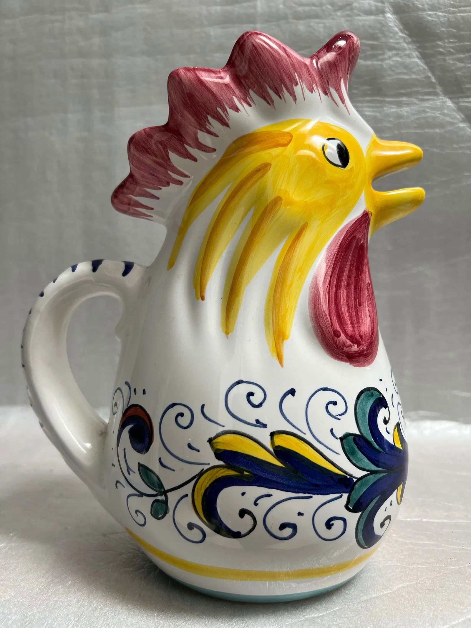 DERULA OF ITALY JUG ROOSTER RICCO HAND PAINTED 10" TALL (1 of 4)