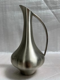 Selangor Pewter Vase Pitcher With Handle Singapore Malaysia 9" Tall Vintage MCM