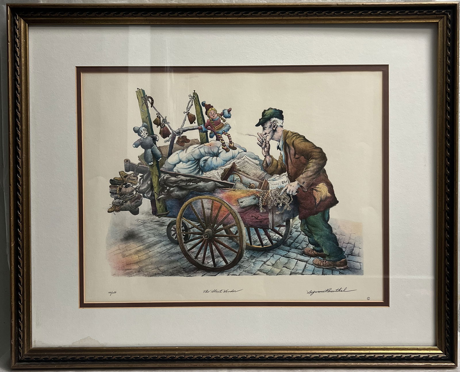 Seymour Rosenthal (American 1921-2007) Hand Signed Color Lithograph  " Street Vendor" (1 of 3)