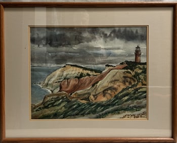 Rebecca S Everett Attributed too "Aquinnah Light" watercolor on paper