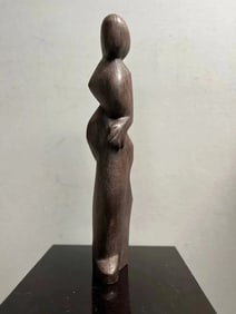 Vintage Late 20th C Wood Sculpture Hand Carving by Tinsley Penna Signed & Dated