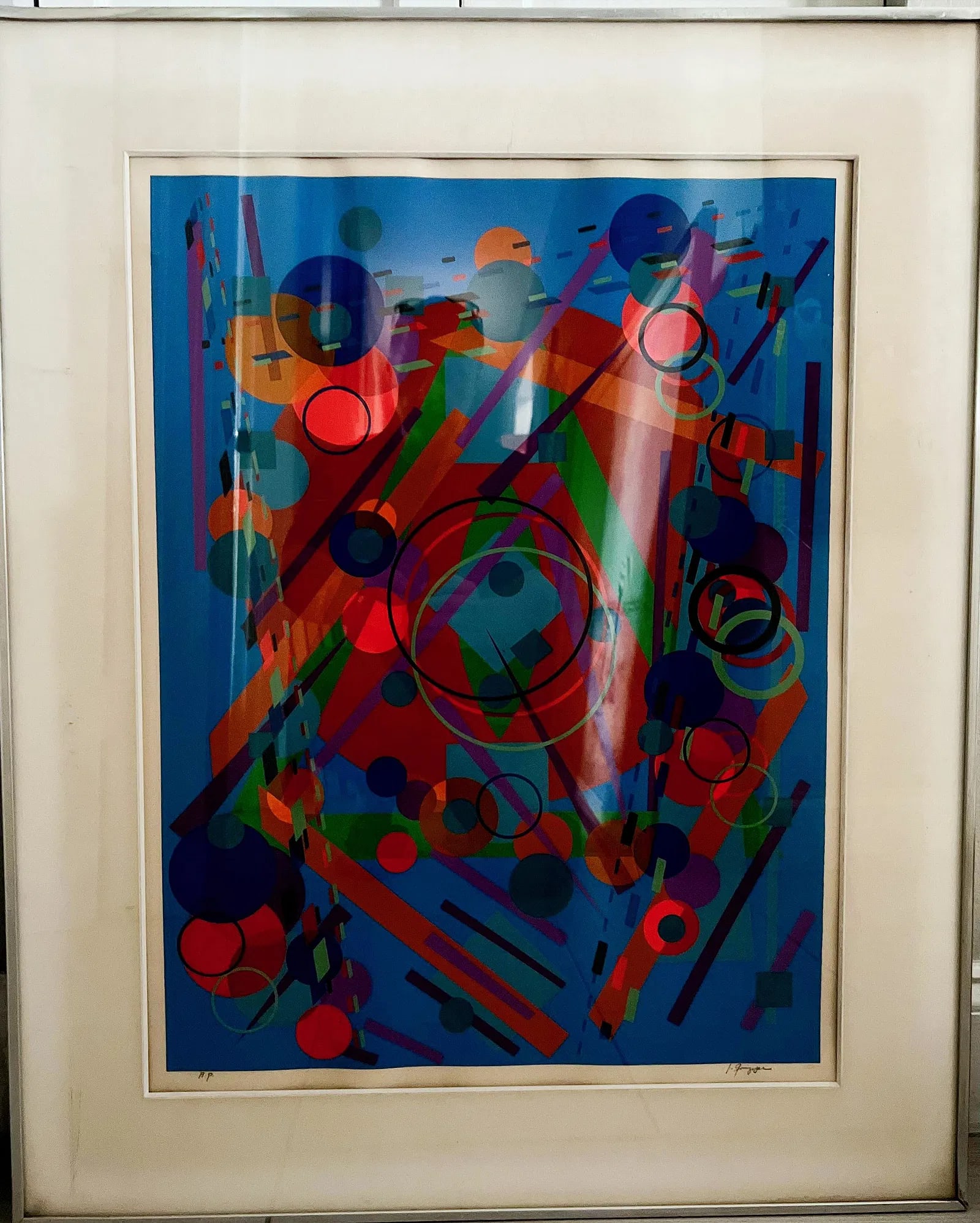 Joseph Grippi (1924-2001 American) " Colored Circles" 1968 AP Hand Signed: Joseph Grippi (1924-2001 American) Title Colored Circles, Artist Proff, Year 1968, Hand Signed in Pencil Framed Size 26" x 32"