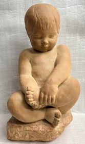 Vintage MPI Terracotta BBW Museum Baby Boy Sculpture Signed