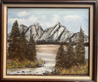 Wiliam Parkhurst "Lake with Mountain views" Oil on Canvas