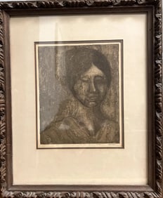 VINTAGE ETCHING ARTIST PROOF BEAUTIFUL YOUNG GIRL SIGNED BY THE ARTIST LEE STURGIS 19 X 24