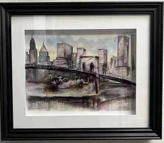 Tre Sorelle "Watercolor Shyline" Framed under Glass