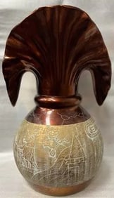 "VINTAGE EGYPTIAN HIEROGLYPHIC STYLE PORCELAIN JAPANESE BROWN VASE STANDS 21
