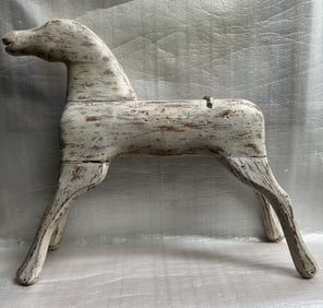Vintage Hand-Carved Wooden Riding Horse