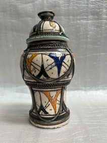 Moroccan Ceramic Lidded Jar