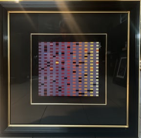 Yaacov Agam " Zahav Ner Schniem" Framed Screenpring from 1990  signed Lower Rt