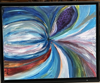 Vibrant Abstract Expressionist Artwork Signed and Dated by Artist  Ronald Fuchs