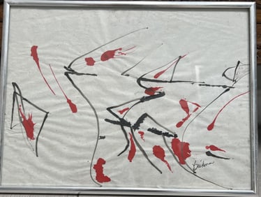 Original Abstract Painting on Paper Signed by the Artist