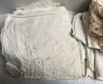 A Large Collection of Vintage Linens , including Doilies, Tablecloths