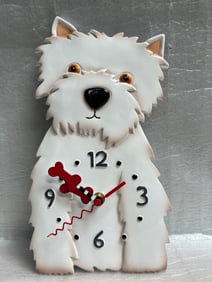 Allen Designs Westin " The White Westie Dog Pendulum Wall Clock"