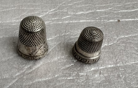 vintage or antique sterling silver thimbles