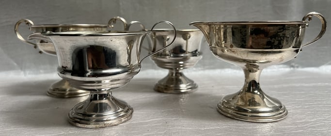 Vintage 4 Piece Sterling Silver Creamers and Sugar Bowls 14.64 oz