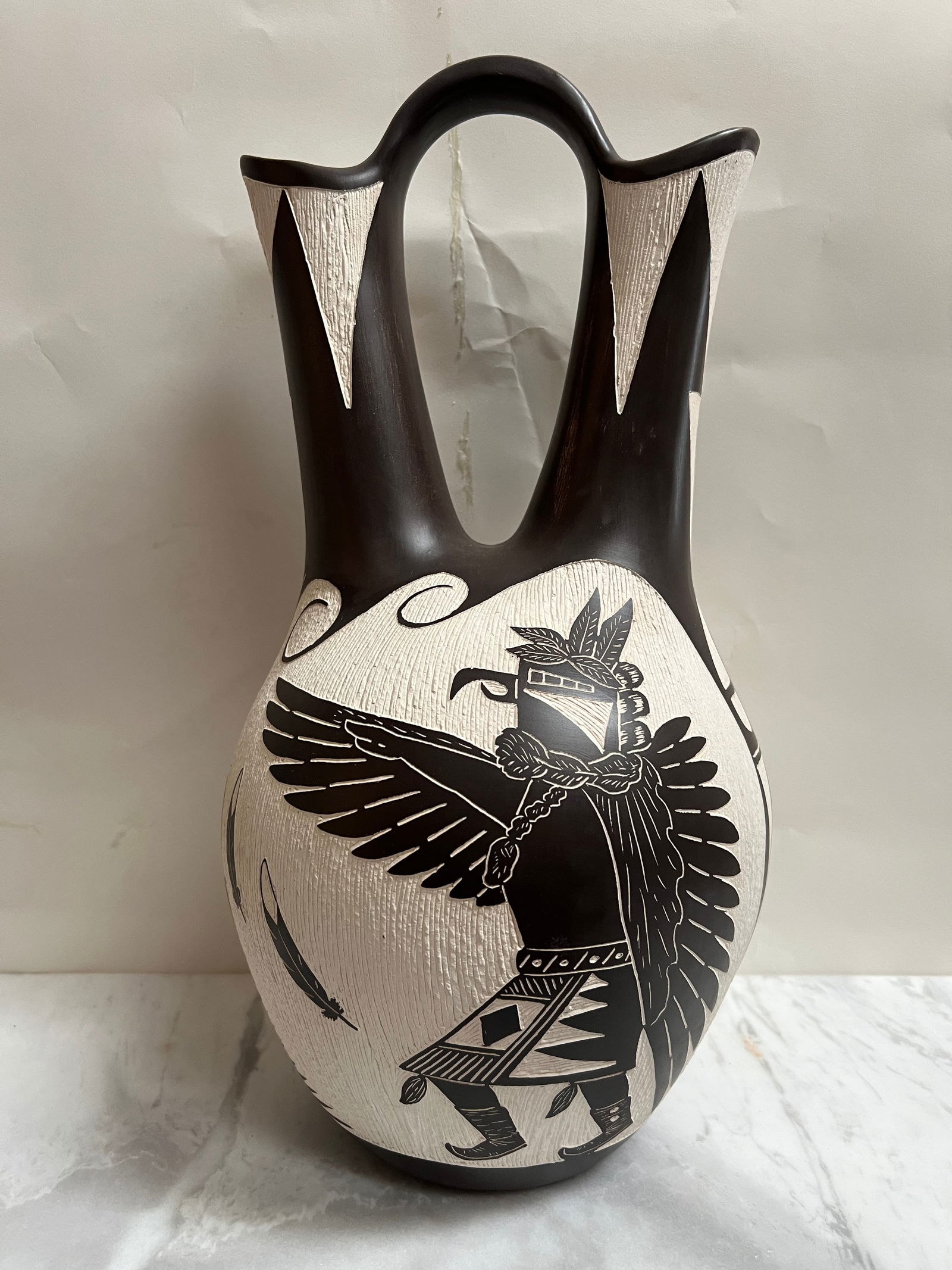Large A & V Luguna Pueblo Pottery Wedding Vase 16" Eagal Dancer (1 of 5)