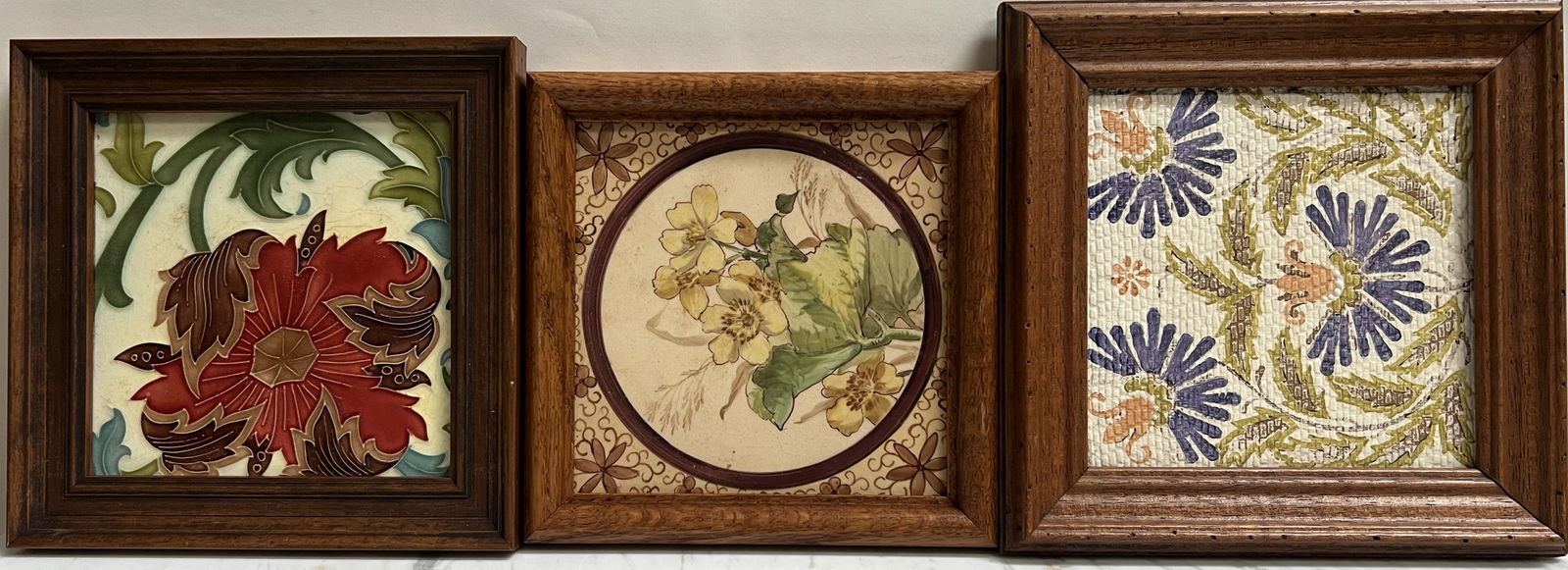 Set of 3 Antique Framed English Tiles- Doulton Lambet & Minton Hollins (1 of 2)